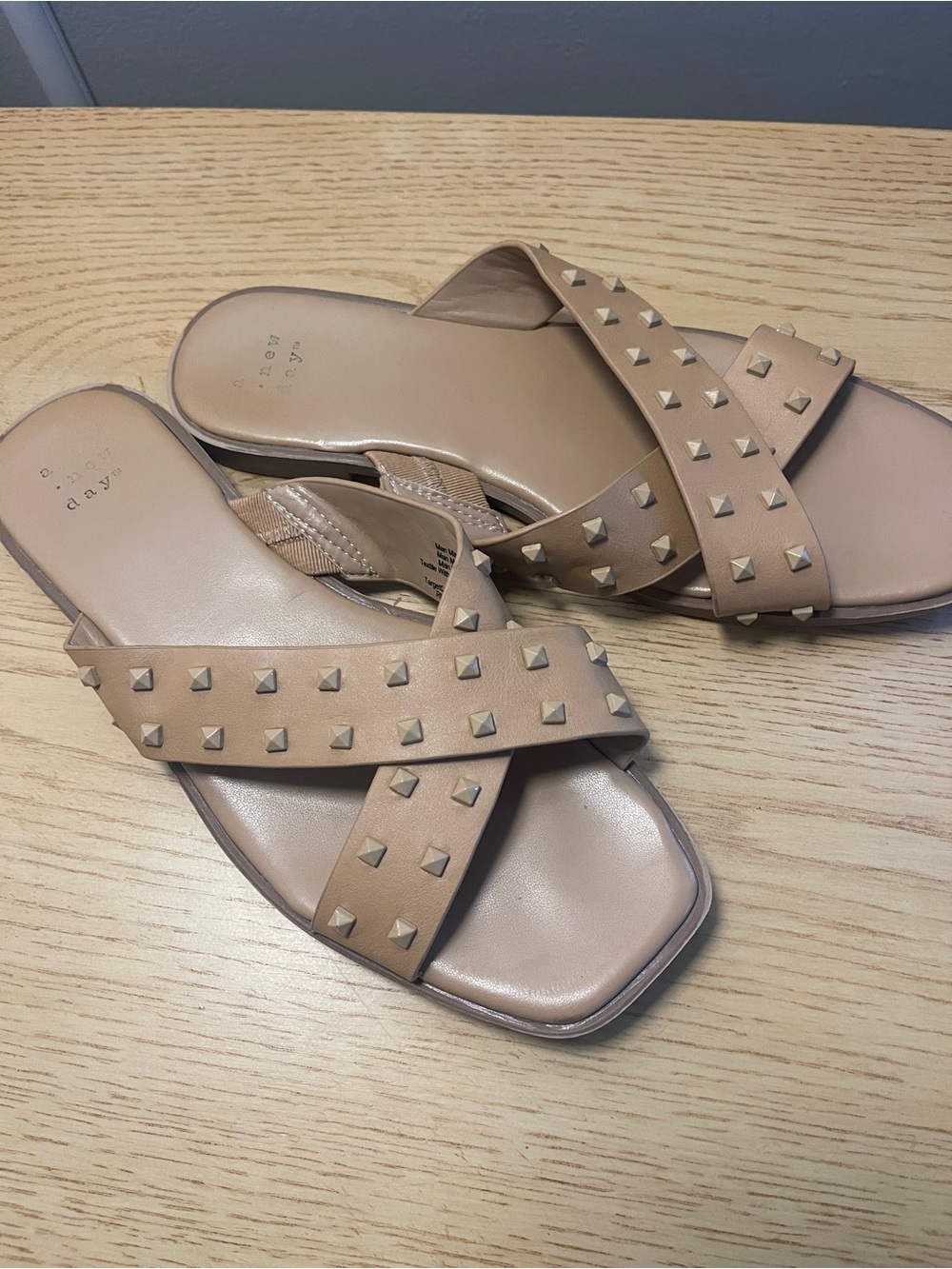 Target Beige Studded Crisscross Slide Sandals